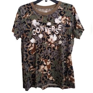 Converse Camo Animal T-Shirt with Floral Accents 100% Cotton Size XL